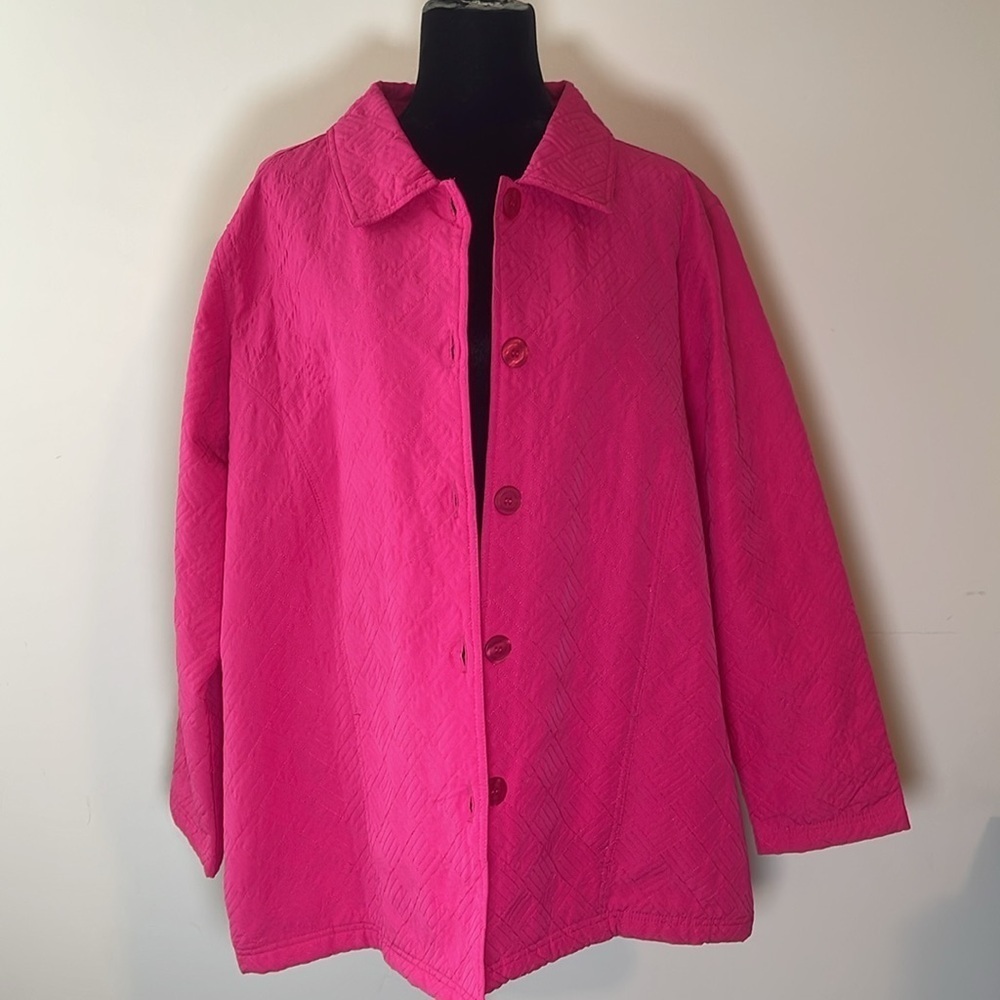 NWT Kim Rogers Pink Satin Lined Quilted Jacket Size 1X NWT